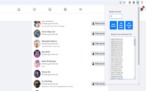 Export Facebook UID  from Chrome web store to be run with OffiDocs Chromium online
