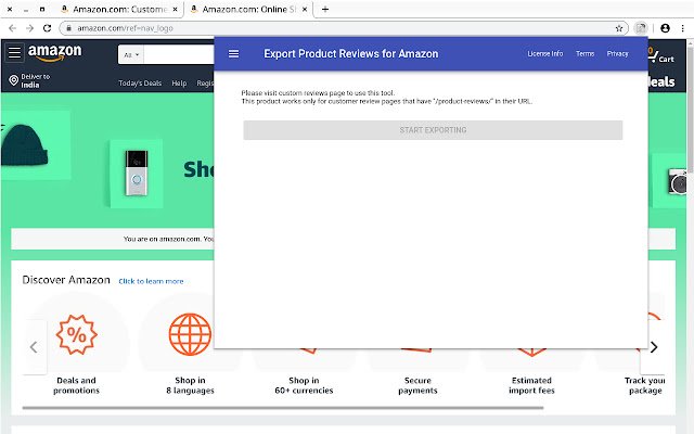 Export Product Reviews for Amazon  from Chrome web store to be run with OffiDocs Chromium online