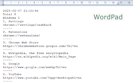 Export Tabs as Text File  from Chrome web store to be run with OffiDocs Chromium online