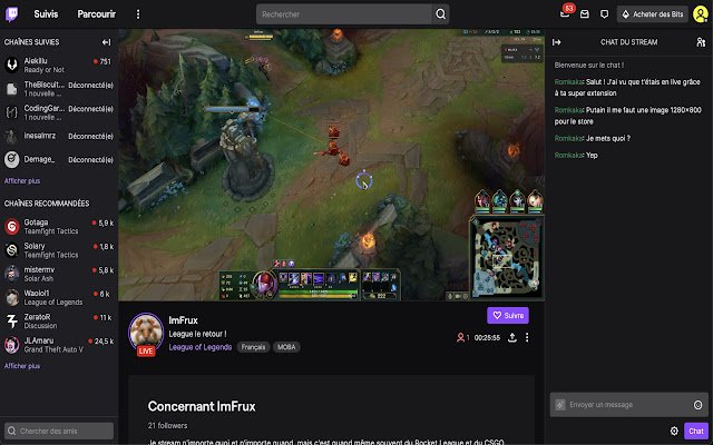 Extension Frux  from Chrome web store to be run with OffiDocs Chromium online