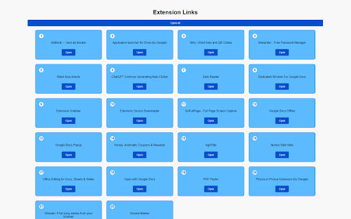 Extension Grabber  from Chrome web store to be run with OffiDocs Chromium online