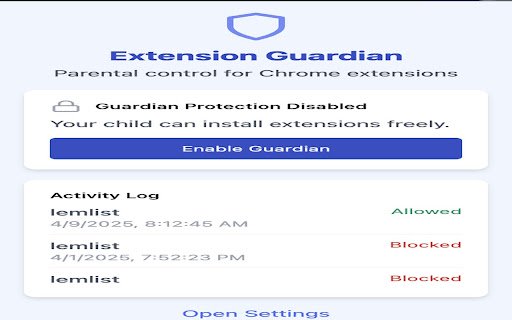 Extension Guardian  from Chrome web store to be run with OffiDocs Chromium online