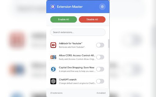 Extension Master  from Chrome web store to be run with OffiDocs Chromium online