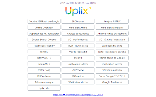 Extension SEO free tools  from Chrome web store to be run with OffiDocs Chromium online