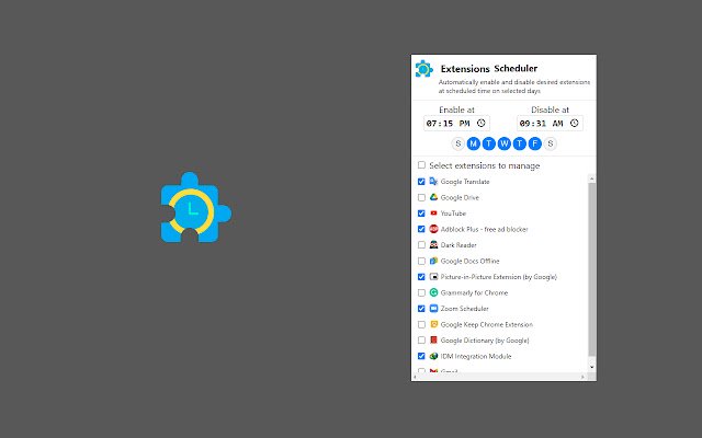 Penjadual Sambungan daripada kedai web Chrome untuk dijalankan dengan OffiDocs Chromium dalam talian