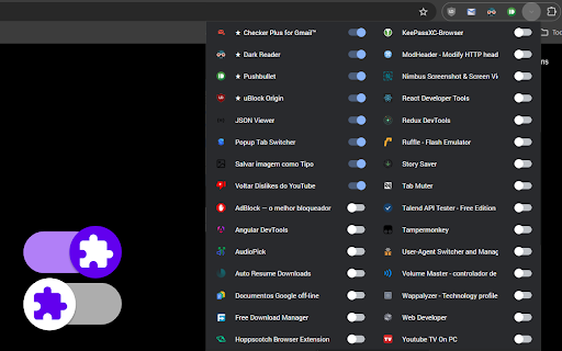 Extension Switcher  from Chrome web store to be run with OffiDocs Chromium online