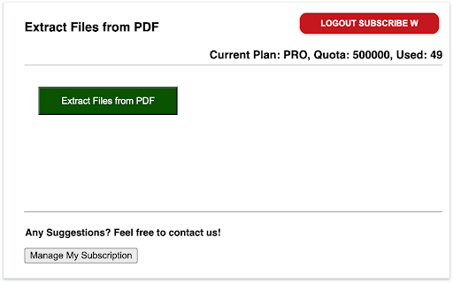 Extract Files from PDF  from Chrome web store to be run with OffiDocs Chromium online