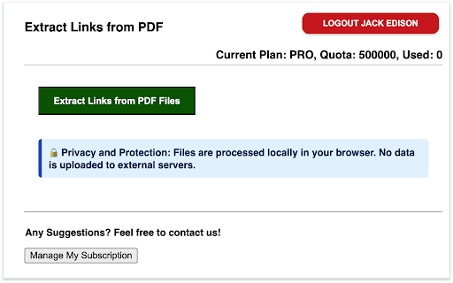 Extract Links from PDF  from Chrome web store to be run with OffiDocs Chromium online