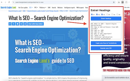 Extrator de Títulos H2 e H3  from Chrome web store to be run with OffiDocs Chromium online