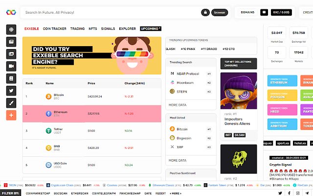 Exxeble Search In Future Crypto Tools de Chrome web store se ejecutará con OffiDocs Chromium en línea