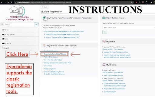 Eyecademia for De Anza Students  from Chrome web store to be run with OffiDocs Chromium online