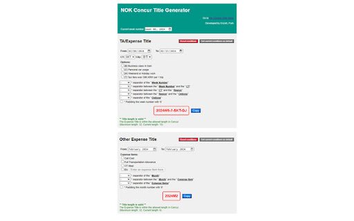 EZTool: NOK Concur Title Generator  from Chrome web store to be run with OffiDocs Chromium online