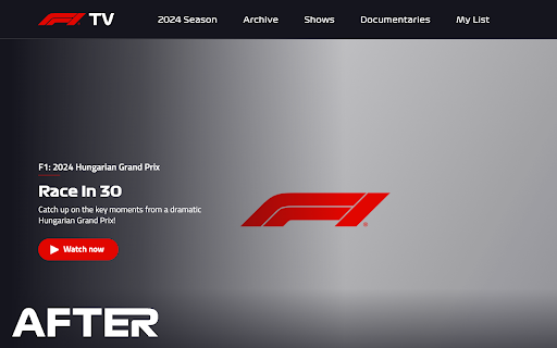 F1TV Spoiler Shield from Chrome web store to be run with OffiDocs Chromium online F1TV Spoiler Shield from Chrome web store to be run with OffiDocs Chromium online