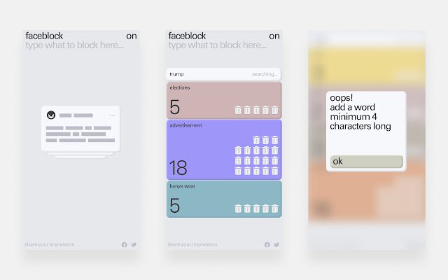 Faceblock  from Chrome web store to be run with OffiDocs Chromium online
