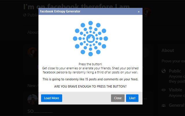 Facebook Entropy Generator da Chrome Web Store para ser executado com OffiDocs Chromium online