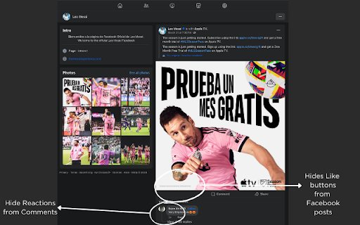 Facebook Likes  Reactions Hider  from Chrome web store to be run with OffiDocs Chromium online