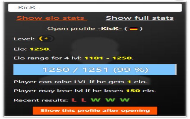 Faceit elo statistics  from Chrome web store to be run with OffiDocs Chromium online