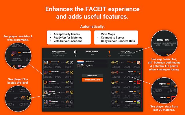 FACEIT Enhancer aus dem Chrome Web Store zur Ausführung mit OffiDocs Chromium online