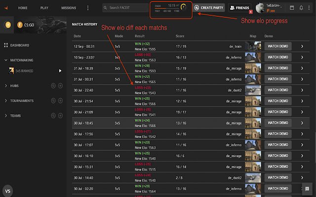 ক্রোম ওয়েব স্টোর থেকে Faceit Exts অনলাইনে OffiDocs Chromium এর সাথে চালানো হবে