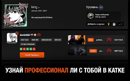 Faceit Finder: Найти фейсит по Стиму  from Chrome web store to be run with OffiDocs Chromium online