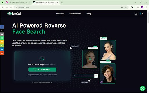 FaceSeek.online Reverse Image Search  from Chrome web store to be run with OffiDocs Chromium online