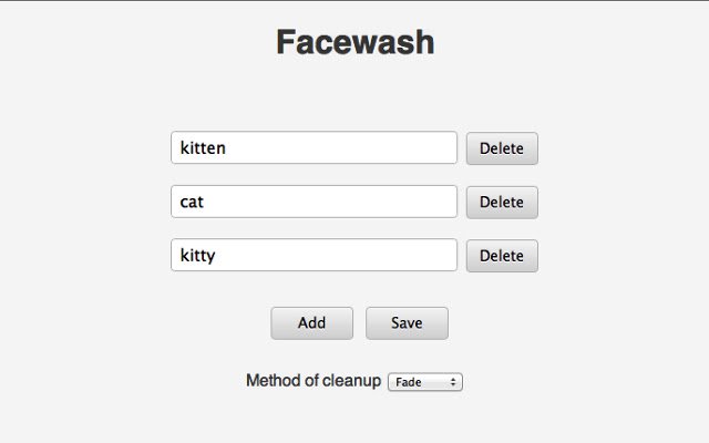 Facewash mula sa Chrome web store na tatakbo sa OffiDocs Chromium online