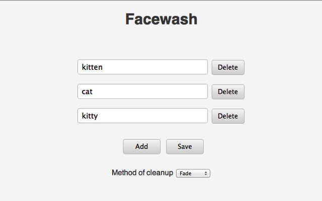 Facewash  from Chrome web store to be run with OffiDocs Chromium online