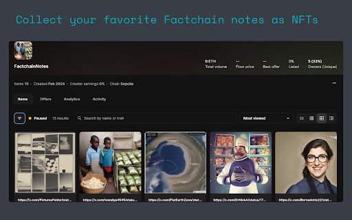 Factchain  from Chrome web store to be run with OffiDocs Chromium online