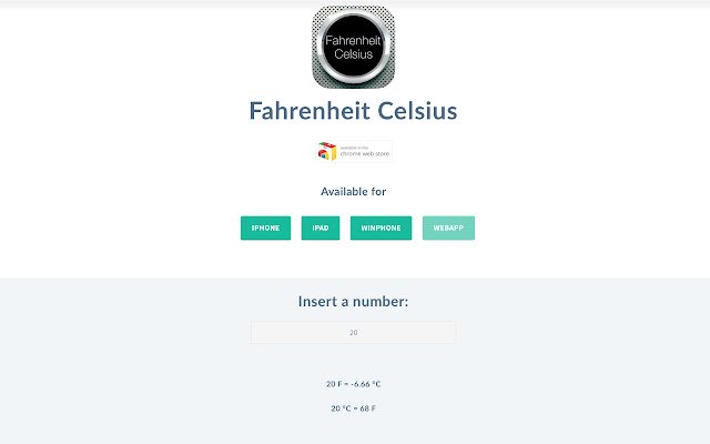 Fahrenheit Celsius aus dem Chrome-Webshop zur Ausführung mit OffiDocs Chromium online
