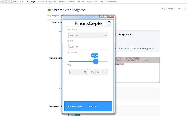 Faiz ve Vadeli Mevduat Getirisi Hesaplama de la tienda web de Chrome se ejecutará con OffiDocs Chromium en línea