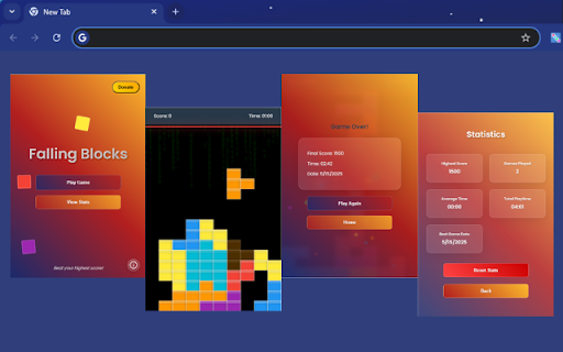 Falling Blocks  from Chrome web store to be run with OffiDocs Chromium online