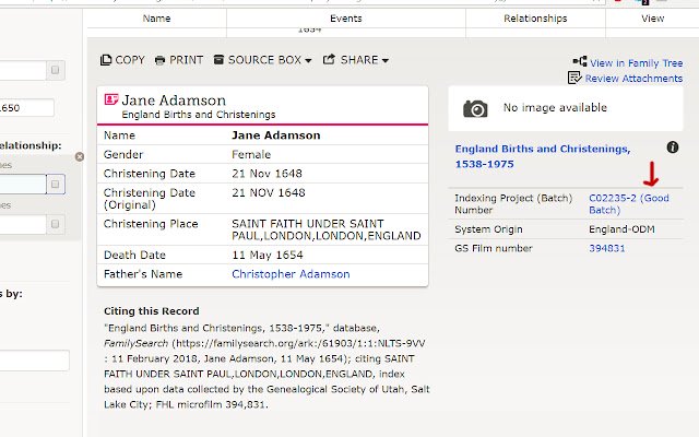 FamilySearch Batch Checker dal negozio web di Chrome da eseguire con OffiDocs Chromium online