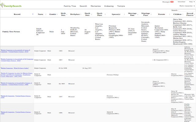 FamilySearch 家谱显示来自 Chrome 网上商店的来源，可与 OffiDocs Chromium 在线运行
