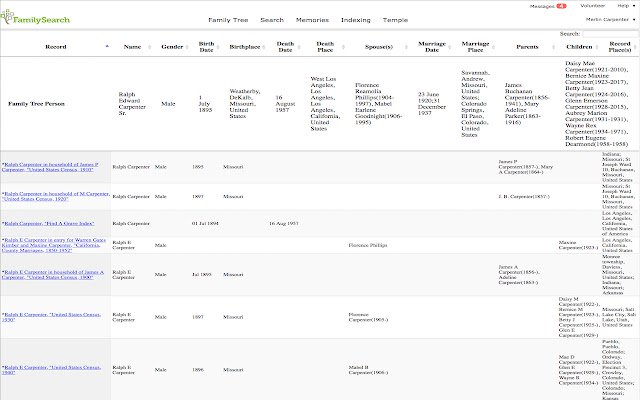 FamilySearch Family Tree Tunjukkan Sumber daripada kedai web Chrome untuk dijalankan dengan OffiDocs Chromium dalam talian