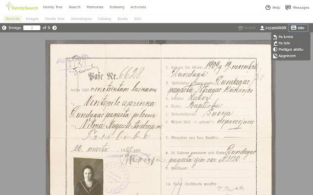 familysearch.org Palīgs  from Chrome web store to be run with OffiDocs Chromium online