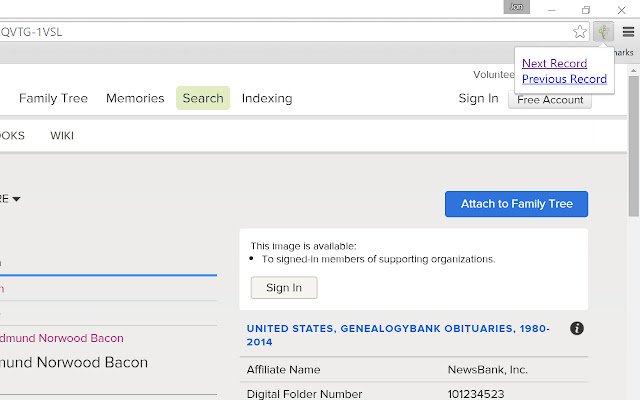Chrome web mağazasından FamilySearch Tools, OffiDocs Chromium çevrimiçi ile çalıştırılacak