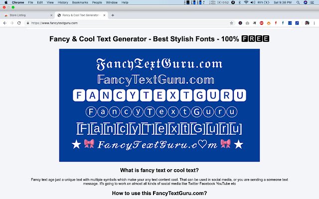 Fancy Cool Text Generator da Chrome Web Store para ser executado com o OffiDocs Chromium online