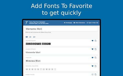 Fancy Text Font Generator  from Chrome web store to be run with OffiDocs Chromium online