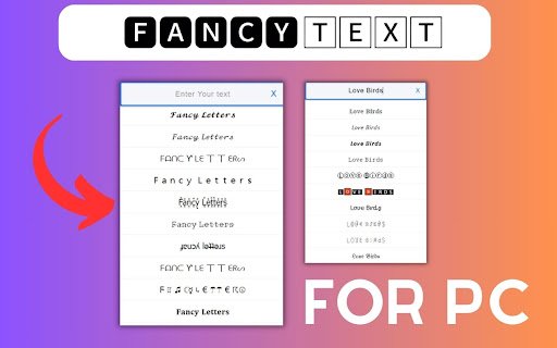Fancy Text Generator For Pc,Windows and Mac  from Chrome web store to be run with OffiDocs Chromium online