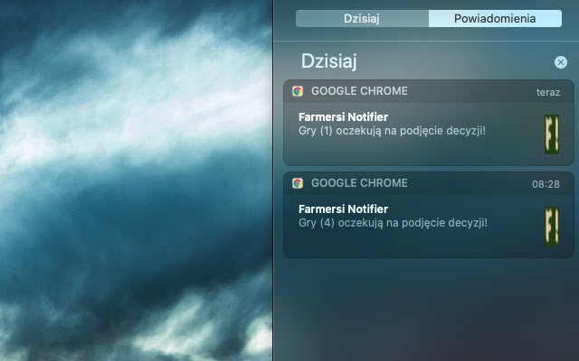 يتم تشغيل برنامج Farmersi Notifier من متجر Chrome الإلكتروني مع OffiDocs Chromium عبر الإنترنت