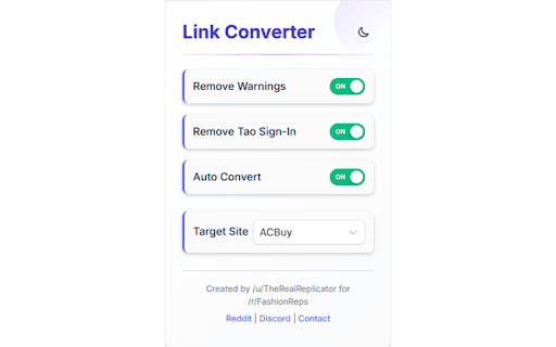 FashionReps Link Converter  from Chrome web store to be run with OffiDocs Chromium online