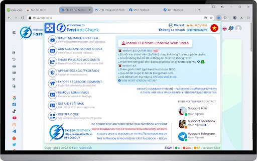 Fast Ads Check by ffb.vn  from Chrome web store to be run with OffiDocs Chromium online