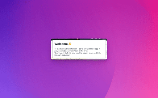 Fast Bubble.io Debugger Switcher from Chrome web store to be run with OffiDocs Chromium online Fast Bubble.io Debugger Switcher from Chrome web store to be run with OffiDocs Chromium online