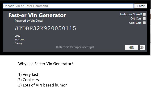 Vin Generator ที่เร็วขึ้นจาก Chrome เว็บสโตร์ที่จะทำงานร่วมกับ OffiDocs Chromium ออนไลน์