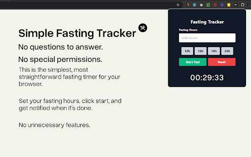 Fasting Tracker  from Chrome web store to be run with OffiDocs Chromium online