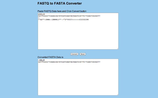 FASTQ to FASTA Converter  from Chrome web store to be run with OffiDocs Chromium online