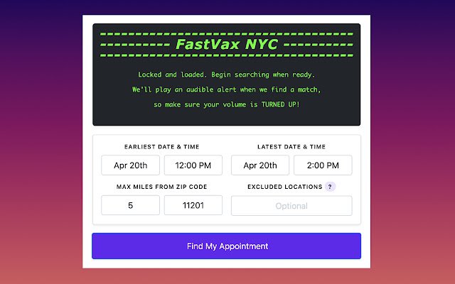 Chrome web mağazasından FastVax NYC, OffiDocs Chromium çevrimiçi ile çalıştırılacak