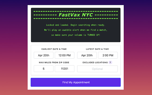 FastVax NYC de Chrome web store se ejecutará con OffiDocs Chromium en línea