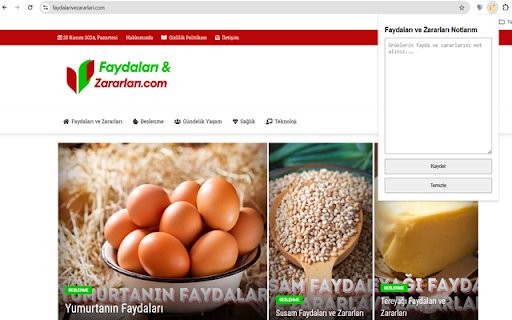 Faydaları ve Zararları  from Chrome web store to be run with OffiDocs Chromium online