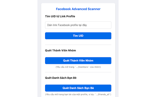 FB Advanced Scanner  from Chrome web store to be run with OffiDocs Chromium online
